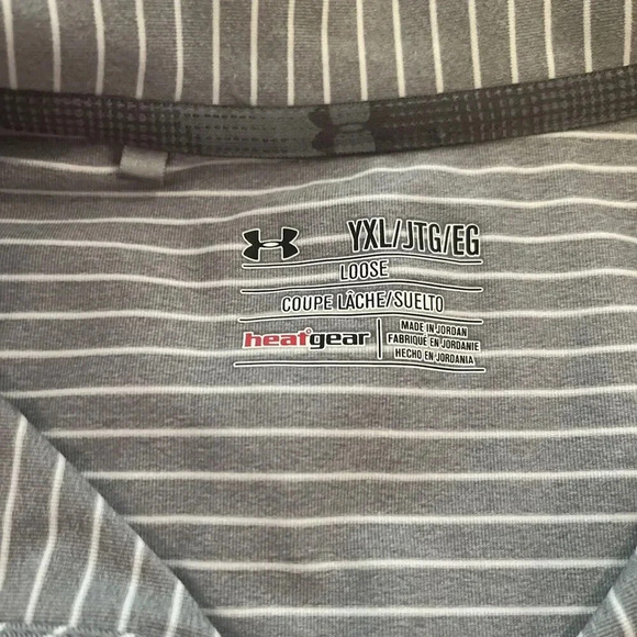 UNDER ARMOUR Heatgear Polo Shirt COLONIAL  Logo  Golf YXL Gray And White - Picture 3 of 5